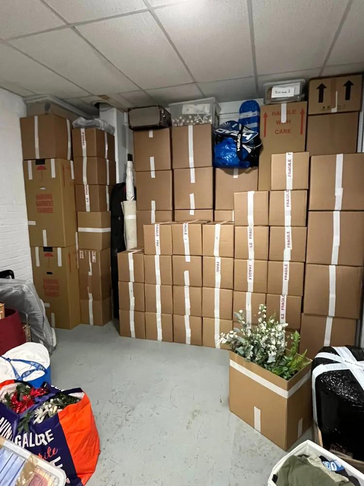 Labelled boxes ready to go into store
