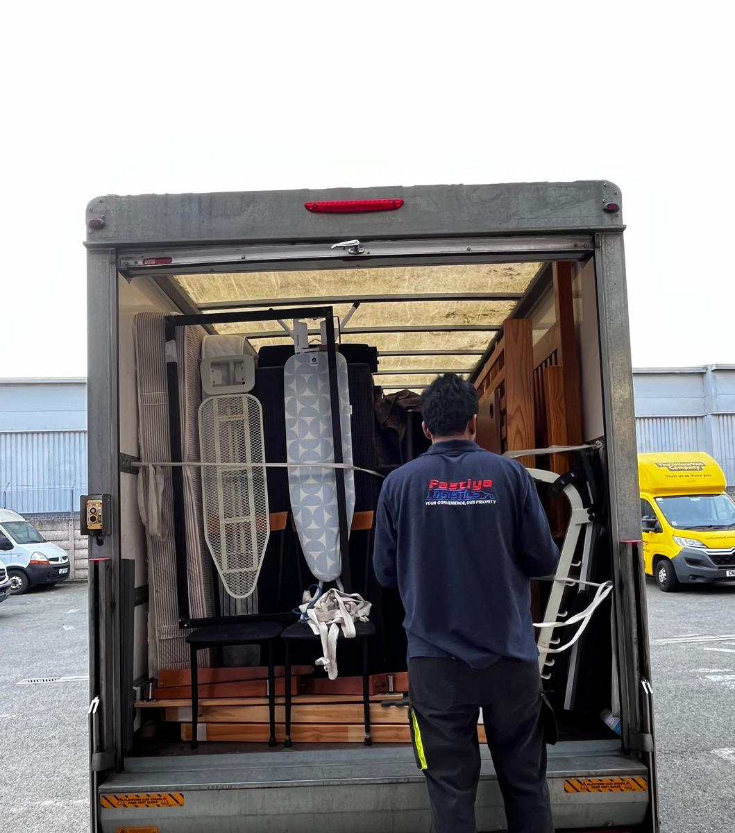 A single item strapped safely inside the van
